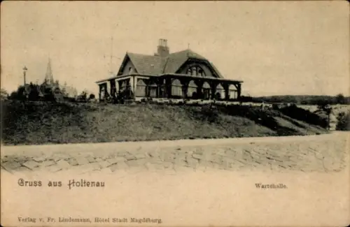 Ak Holtenau Kiel, Wartehalle, alte Architektur, Gruss aus  Verlag Fr. Lindemann
