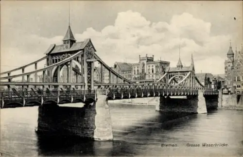 Ak Hansestadt Bremen, Große Weserbrücke