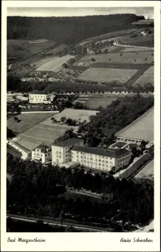Ak Bad Mergentheim in Tauberfranken, Luftaufnahme von  Haus Schwaben, ländliche Umgebung