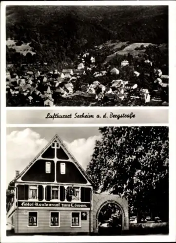 Ak Seeheim Jugenheim an der Bergstraße, Luftaufnahme Seeheim, Hotel-Restaurant Zum Löwen,  Fotogr
