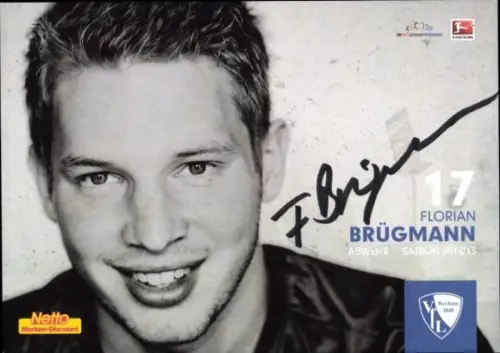 Autogrammkarte Fußballer Florian Brügmann, VfL Bochum, Autogramm