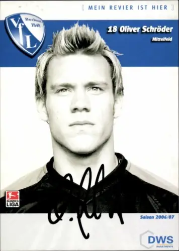 Autogrammkarte Fußballer Oliver Schröder, VfL Bochum, Autogramm