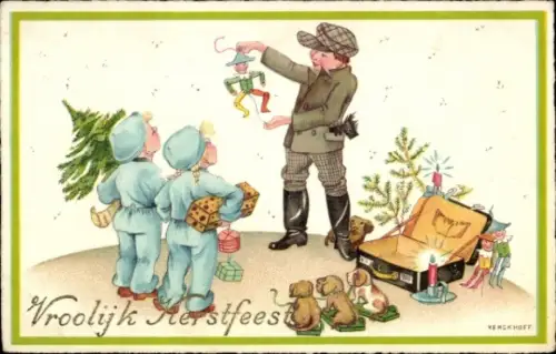 Künstler Ak Glückwunsch Weihnachten, Kinder, Spielzeuge, Tannenbaum