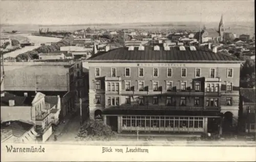 Ak Ostseebad Warnemünde Rostock, Blick vom Leuchtturm, Hotel