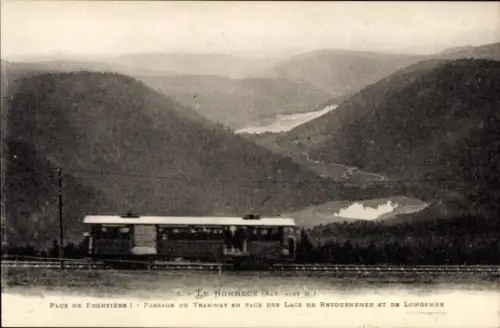 CPA Le Hohneck Lothringen Vosges, Passage du Tramway en Face des Lacs