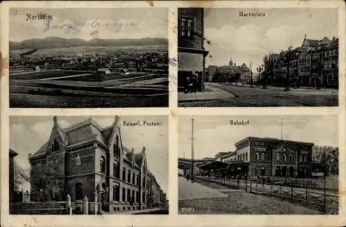 Ak Northeim in Niedersachsen, Marktplatz, Post, Bahnhof