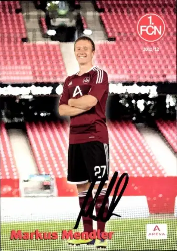 Autogrammkarte Fußballer Markus Mendler, 1. FC Nürnberg, Autogramm