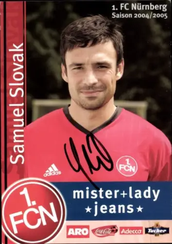 Autogrammkarte Fußballer Samuel Slovak, 1. FC Nürnberg, Autogramm
