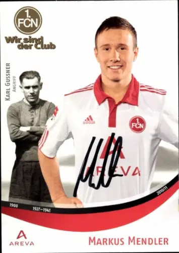 Autogrammkarte Fußballer Markus Mendler, 1. FC Nürnberg, Autogramm