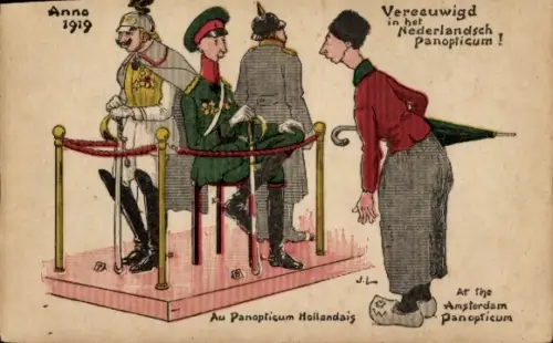 Künstler Ak Karikatur, Kaiser Wilhelm II. und Kronprinz zur Schau gestellt