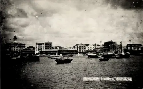 Ak Singapore Singapur, Hafen, Boote