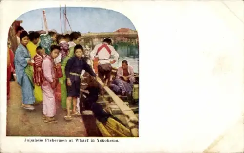 PC Japan, Japanese Fishermen at Wharf in Yokohama