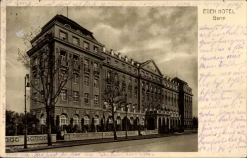 Ak Berlin Mitte, Alexanderplatz, EDEN HOTEL,  historische Architektur, Baumreihe, zeitgenössis...