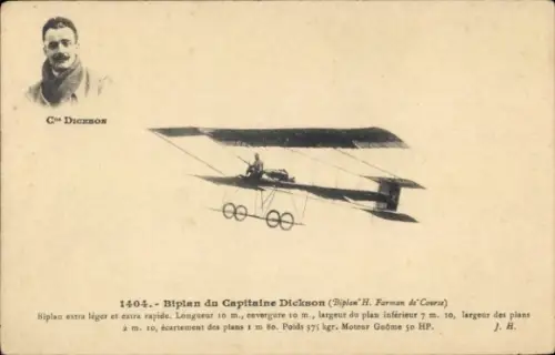 CPA Biplan du Capitaine Dickson, Biplan H. Farman de Course