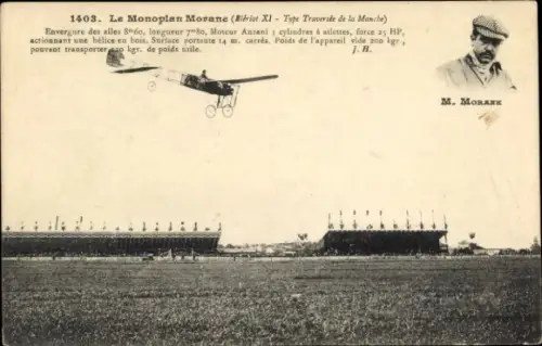 Ak Monoplane Morane, Bleriot XI, Luftfahrt