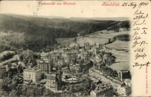 Ak Karlovy Vary Karlsbad Stadt, Totalansicht von Westend, Wald