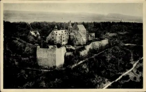 Ak Mansfeld im Harzvorland, Fliegeraufnahme vom Schloss