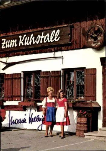 Ak Sängerinnen Duo Maria und Addi Hellwig, Gasthof Zum Kuhstall, Autogramm