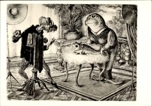 Künstler Ak Weber, A. Paul, Tierbilderbuch, Bitte recht freundlich