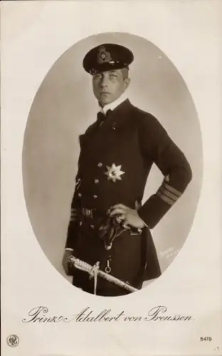 Ak Prinz Adalbert von Preußen, Portrait in Marineuniform