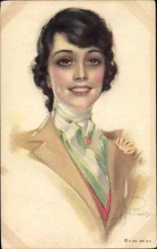 Künstler Ak Gemaltes Porträt einer lächelnden Frau