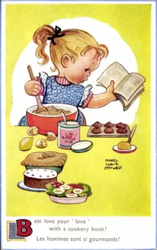 Künstler Ak Attwell, M. L., Mädchen als Konditorin, Kekse, Kuchen