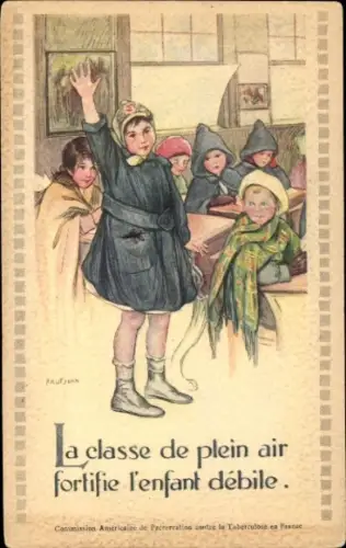 Künstler CPA Classe de plein air fortife l'enfant debile