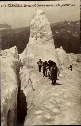 CPA Chamonix, Seracs et Grevasses dans la jonction