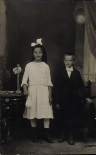 Foto Ak Kinder, Geschwister, Erstkommunion