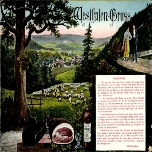 Lied Ak Westfalen Gruß, Westfalenlied, Schinken, Schnaps, Schafherde