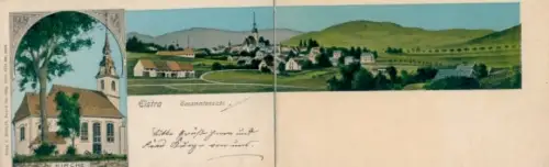 Klapp Ak Elstra in der Oberlausitz Sachsen, Gesamtansicht, Kirche