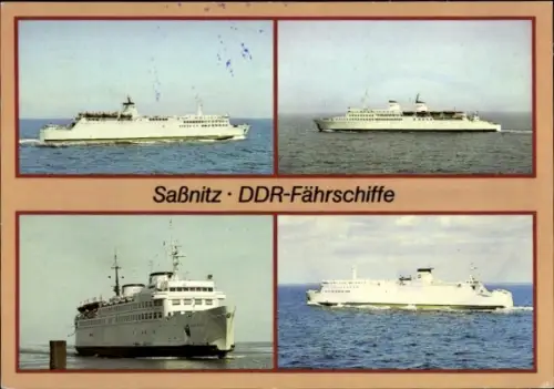 Ak Sassnitz auf der Insel Rügen, DDR Fährschiffe, Rügen, Saßnitz, Warnemünde, Rostock