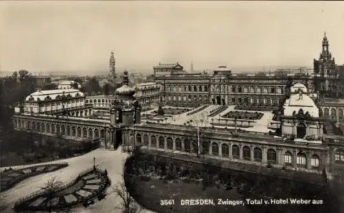 Ak Dresden Altstadt, Zwinger, Hotel Weber, Totalansicht