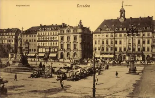 Ak Dresden, Siegesdenkmal, Rathaus