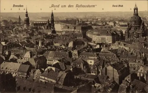 Ak Dresden Altstadt, Luftaufnahme von  Rathausturm,  Gebäude, Stadtansicht
