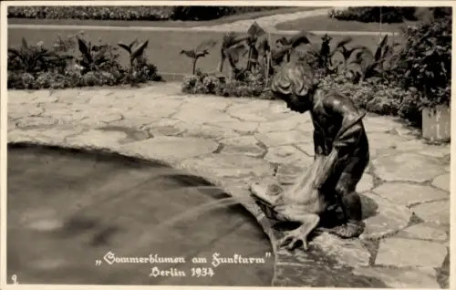 Ak Berlin Charlottenburg, Sommerblumen, Funkturm, 1934