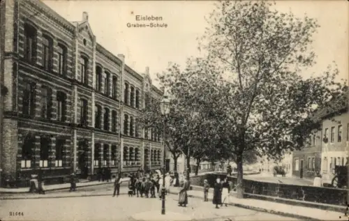 Ak Lutherstadt Eisleben, Graben-Schule