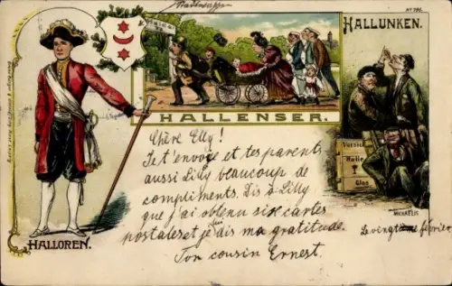 Litho Halle an der Saale, Hallenser, Halloren, Hallunken