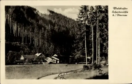 Ak Ilmenau in Thüringen, Waldkaffee, Schortemühle,  ländliche Landschaft, Bäume, Gebäude