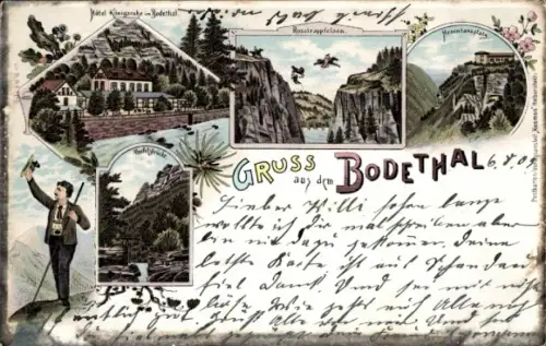 Litho Thale im Harz, Bodetal, Rosstrappfelsen, Hexentanzplatz, Teufelsbrücke, Hotel Königsruhe