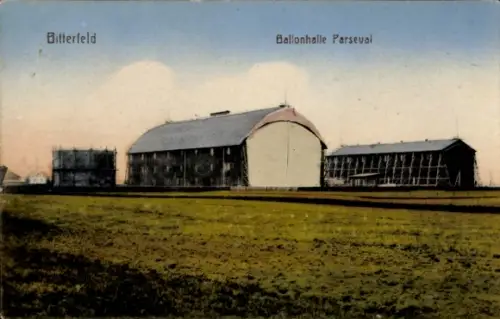 Ak Bitterfeld in Sachsen Anhalt, Ballonhalle Parseval, Luftschiffhalle
