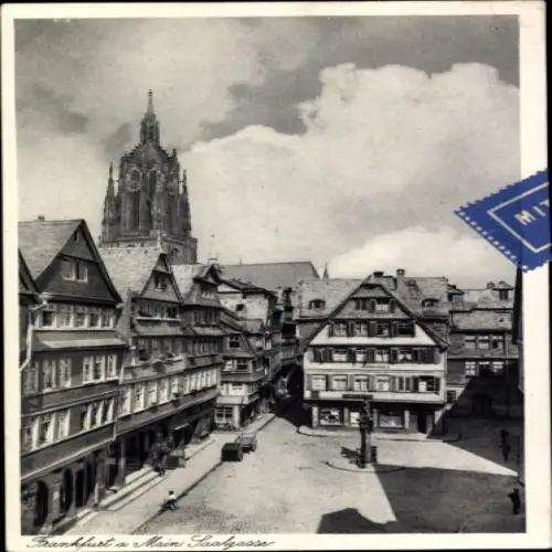 Ak Frankfurt am Main, Vorderansicht der Saalgasse, Stadtansicht,  Gebäude, Kirche