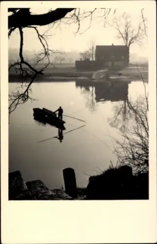 Ak Höfgen Grimma in Sachsen, Schiffmühle, Fähre, Boot auf dem Wasser, reflexionen, Bäume im Hinte
