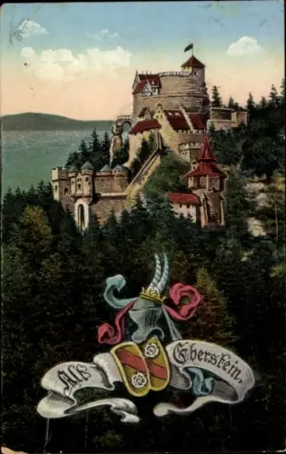 Ak Ebersteinburg Baden Baden am Schwarzwald, Burgruine  mittelalterliche Architektur, Waldlandsch