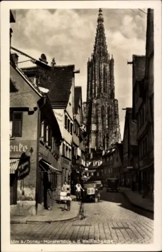 Ak Ulm an der Donau Baden Württemberg, Münsterblick von der Walfischgasse 