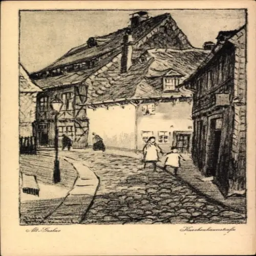 Ak Goslar am Harz, Stadtansicht, Kaschenhauerstraße, Häuser, laue Abendstimmung
