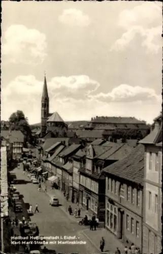 Ak Heilbad Heiligenstadt Eichsfeld Thüringen, Blick auf Karl-Marx-Straße, Martinskirche,  Häuser