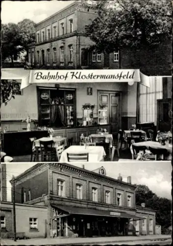 Ak Klostermansfeld in Sachsen Anhalt, Bahnhof  Innenräume, Restaurant, Bahnhofsgebäude
