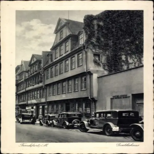 Ak Frankfurt am Main, Goethehaus, alte Architektur, Autos aus den 1930ern