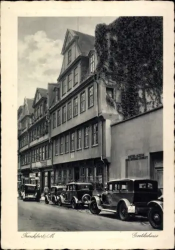 Ak Frankfurt am Main, Goethehaus, alte Architektur, Autos aus den 1930ern